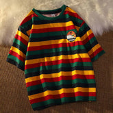 Short Sleeve Pocket Embroidered Striped Shirt